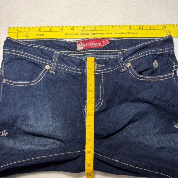 Apple Bottoms Dark Wash Skinny Jeans Embroidered Rhinestone Pockets Size 7/8 Y2K - Picture 9 of 11